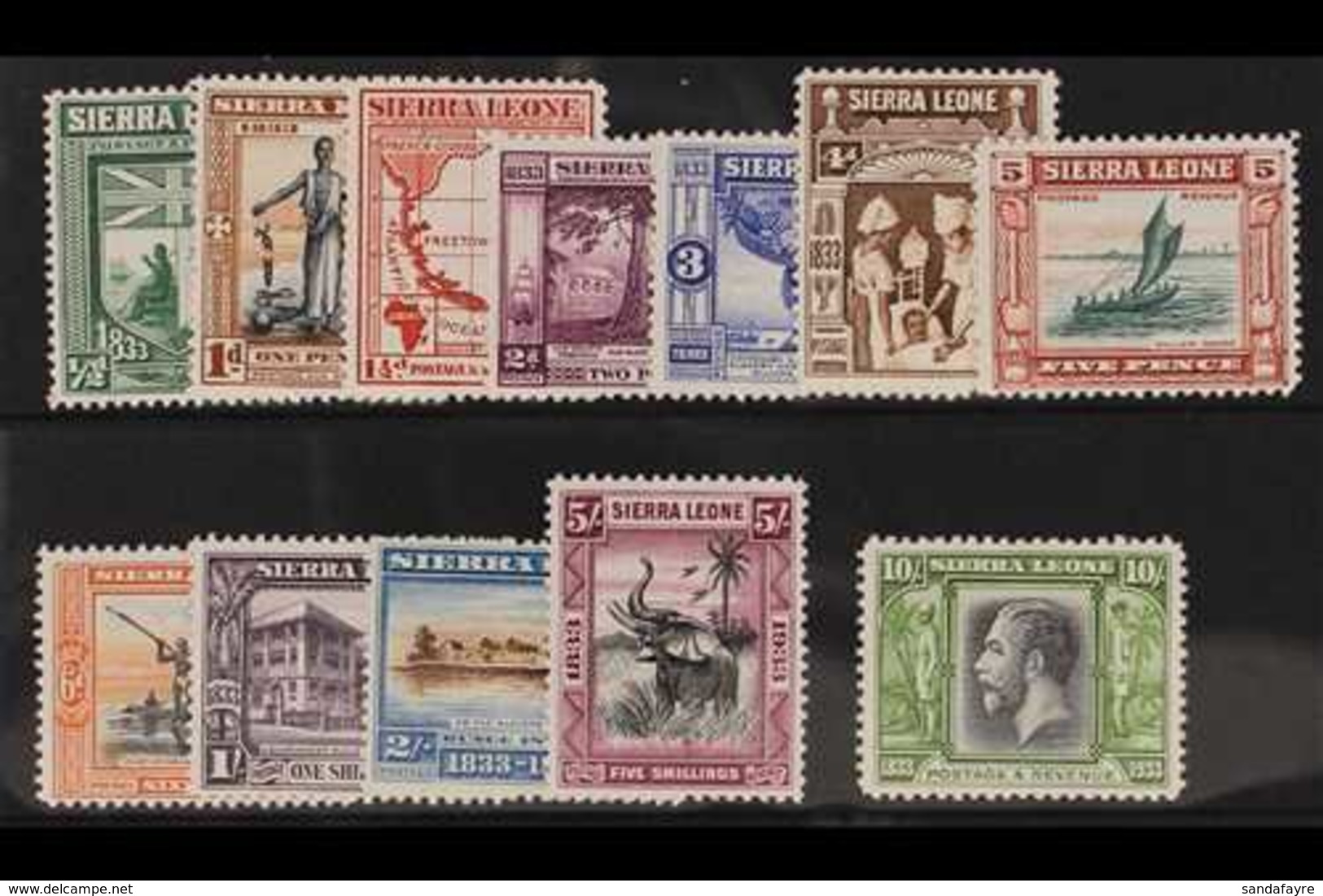 1933 Centenary Of Abolition Of Slavery Set To 10s, SG 168/179, Very Fine Mint. (12 Stamps) For More Images, Please Visit - Sierra Leone (...-1960)