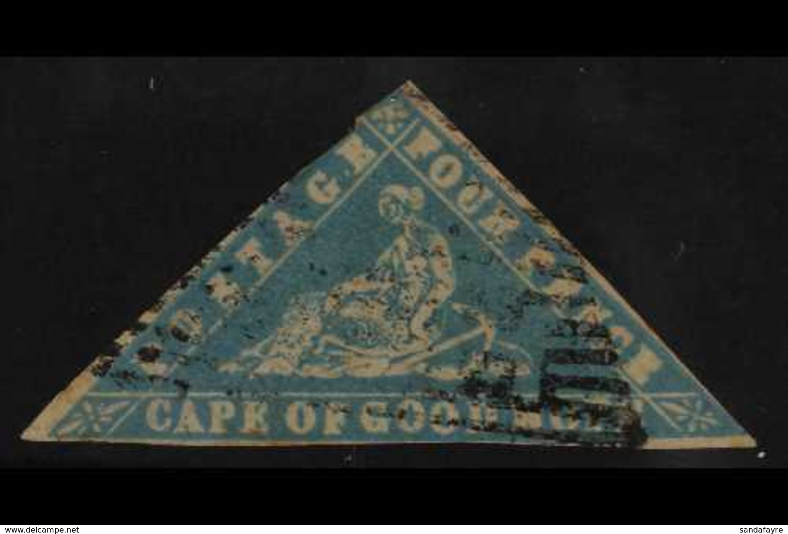 CAPE OF GOOD HOPE 1861 4d Pale Milky Blue "Wood-block" Issue, SG 14, Good To Fine Used, Margin Slightly Cut Into At Left - Ohne Zuordnung
