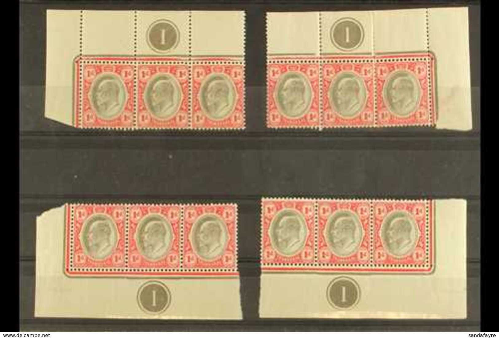 TRANSVAAL 1d Black & Carmine, SG 245 As Four Matching Plate (No 1) Blocks In Strips Of Three From The Four Corners. Mint - Ohne Zuordnung