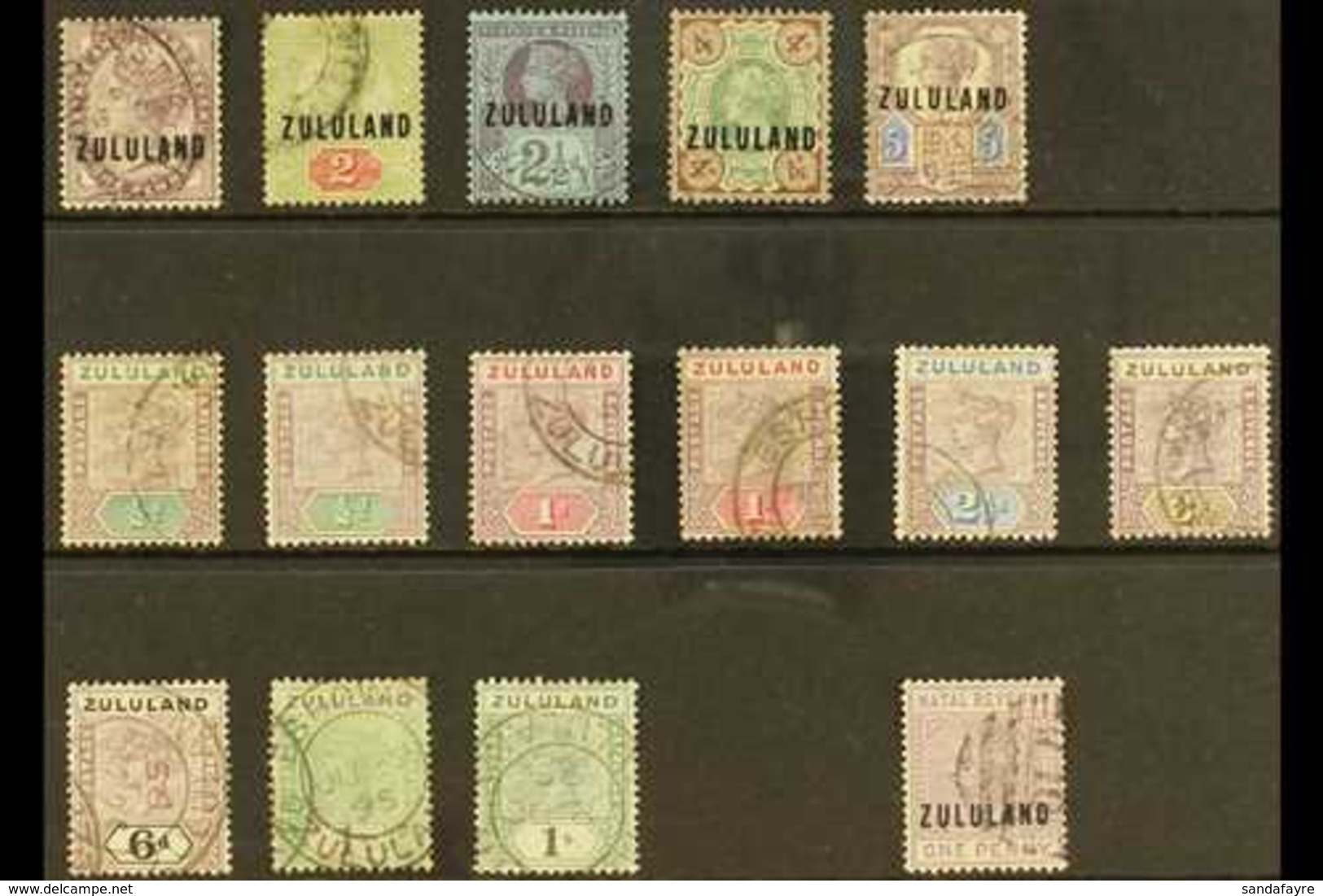 ZULULAND 1888-1894 Used Group On A Stock Card, Includes 1888-93 Opts Vals To 2d, 2½d, 4d & 5d, 1894-96 Set To 1s (x2) Et - Ohne Zuordnung