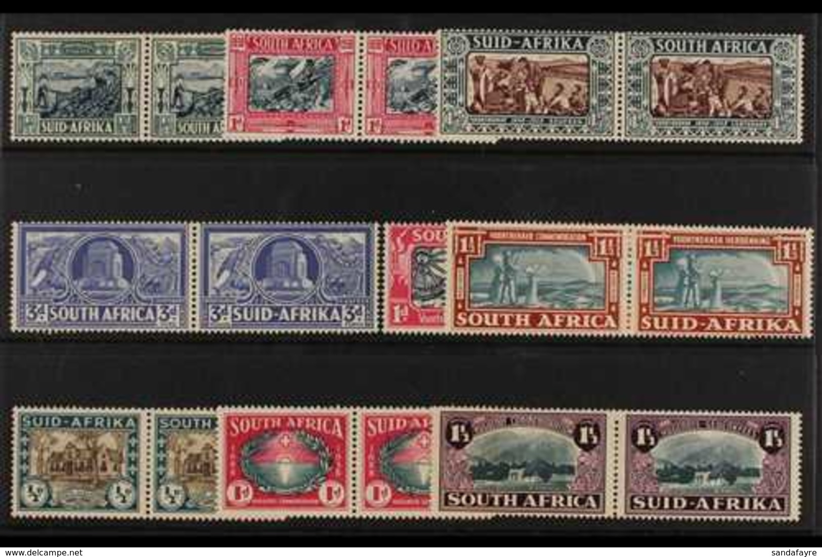 1938-1939 Voortrekker And Huguenot All Three Sets, SG 76/84, Very Fine Mint. (9 Pairs) For More Images, Please Visit Htt - Unclassified