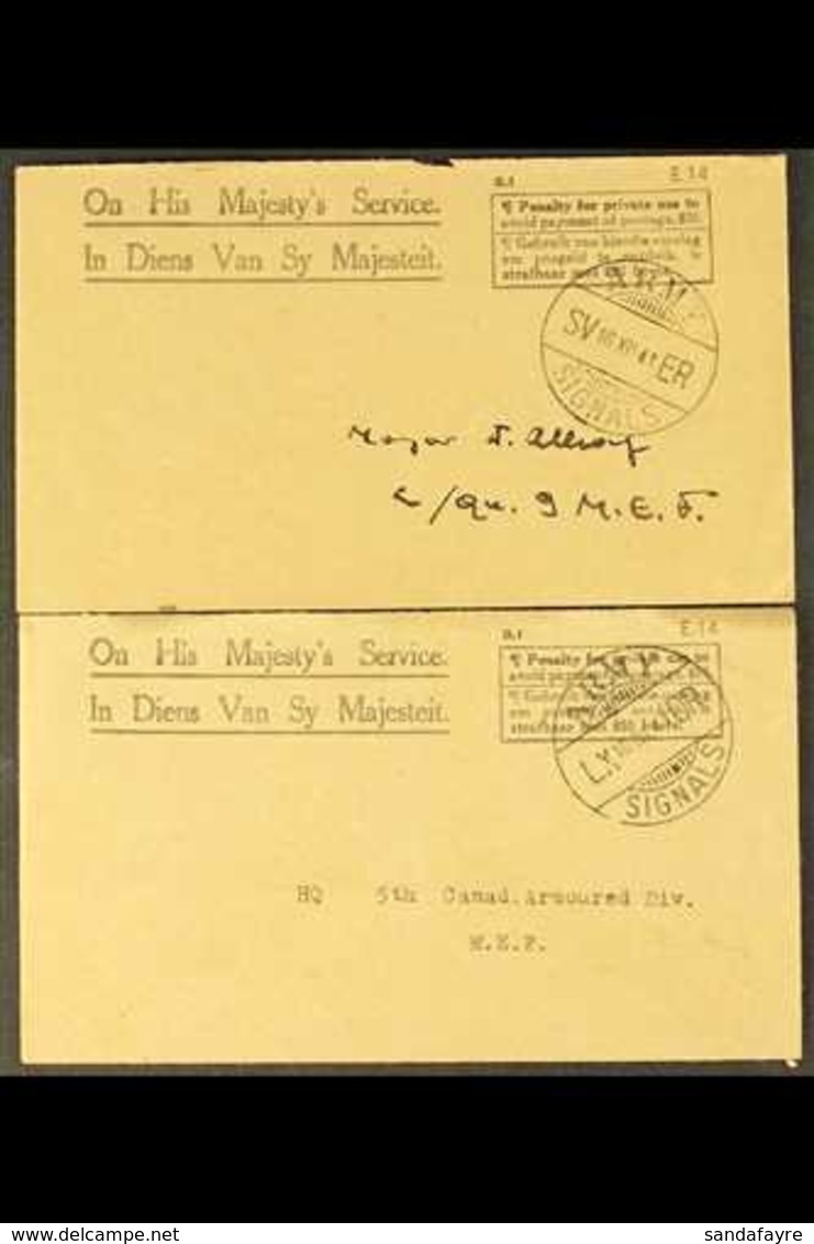 ARMY SIGNALS 1941 & 1943 Bilingual O.H.M.S. Covers, Both Addressed To Middle East Forces, Each With A Superb "ARMY SIGNA - Unclassified