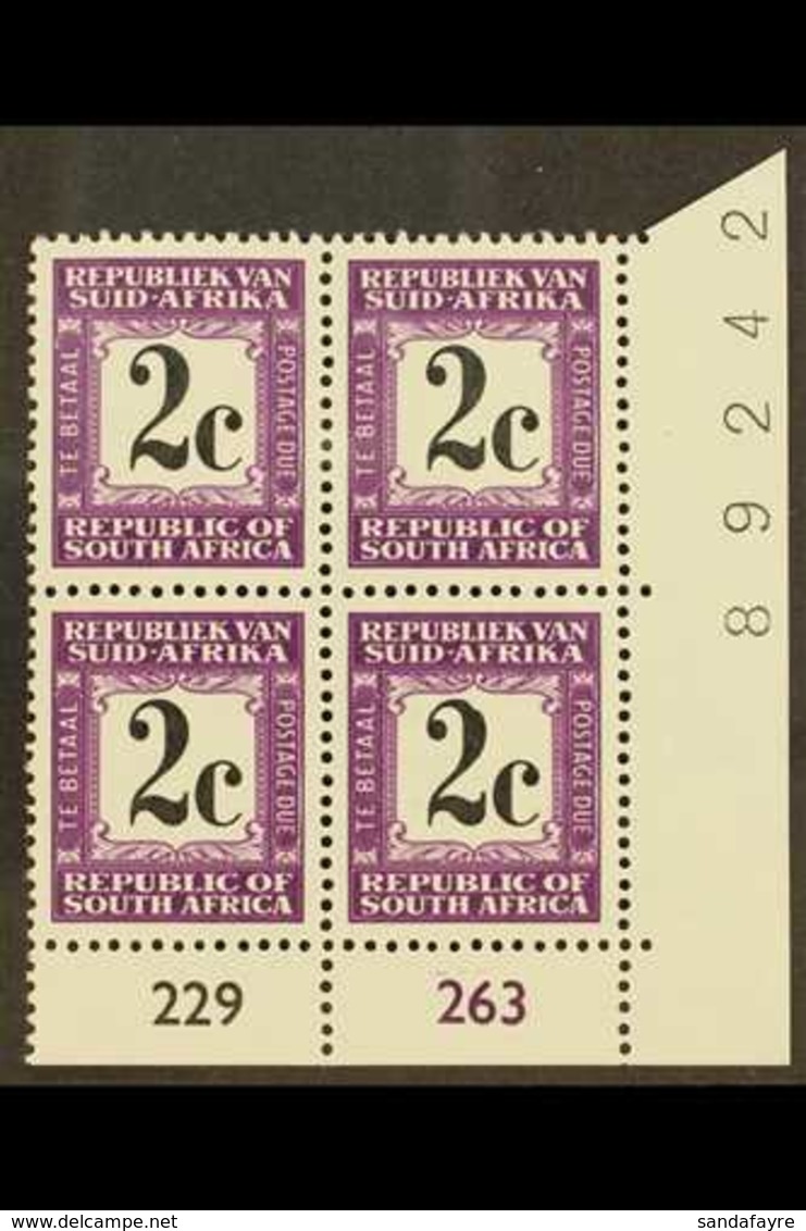 POSTAGE DUE 1971 2c Black & Deep Reddish Violet, Perf.14, Cylinder Block Of 4, SG D71, Never Hinged Mint. For More Image - Non Classificati