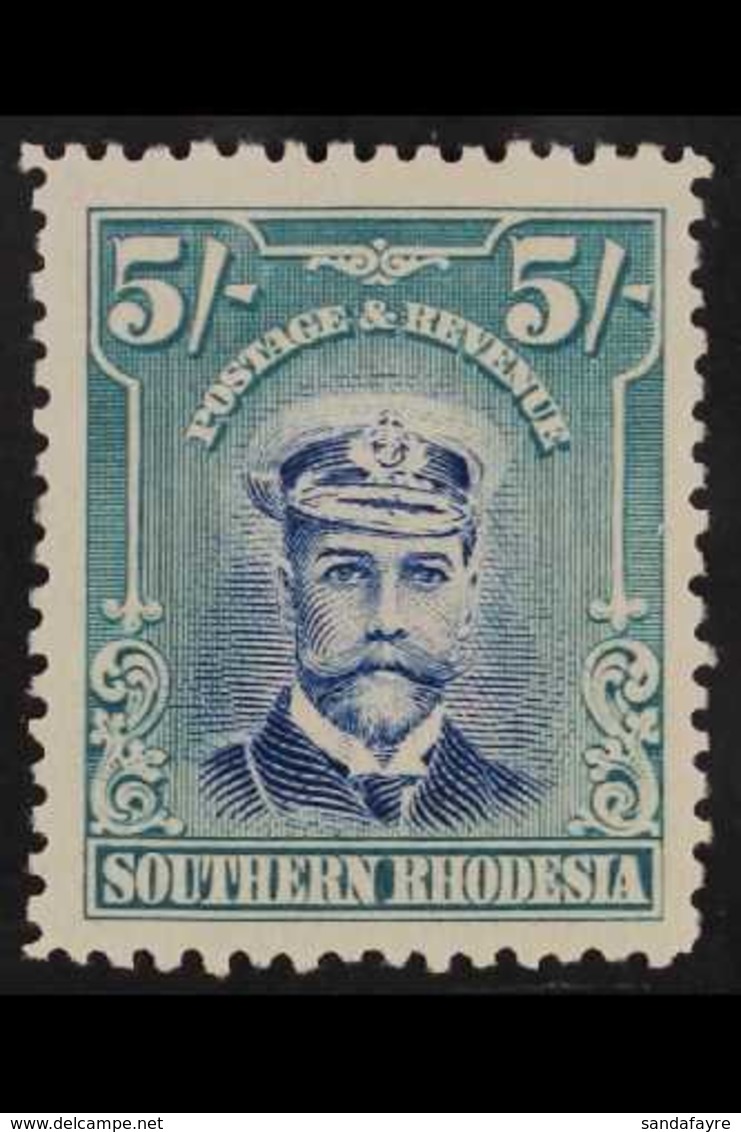 1924 5s Blue And Blue-green Admiral, SG 14, Fine Mint. For More Images, Please Visit Http://www.sandafayre.com/itemdetai - Southern Rhodesia (...-1964)