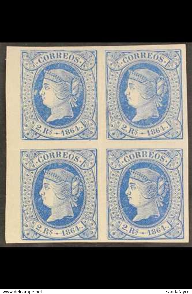 1864 2r Blue On White Imperf, BLOCK OF FOUR, SG 80b, Minor Gum Fault On One Stamp, Otherwise Never Hinged Mint, Full, La - Other & Unclassified