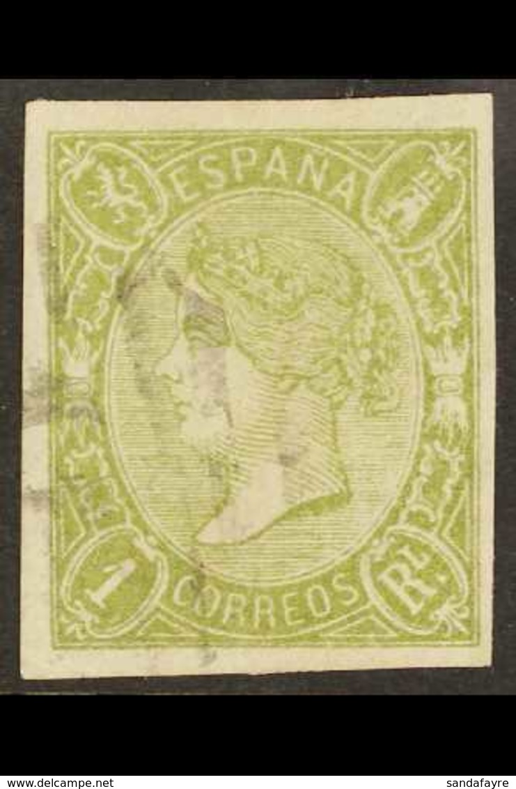 1865 2r Green Imperforate POSTAL FORGERY, Edifil 72F, Used With 4 Large Margins. For More Images, Please Visit Http://ww - Other & Unclassified