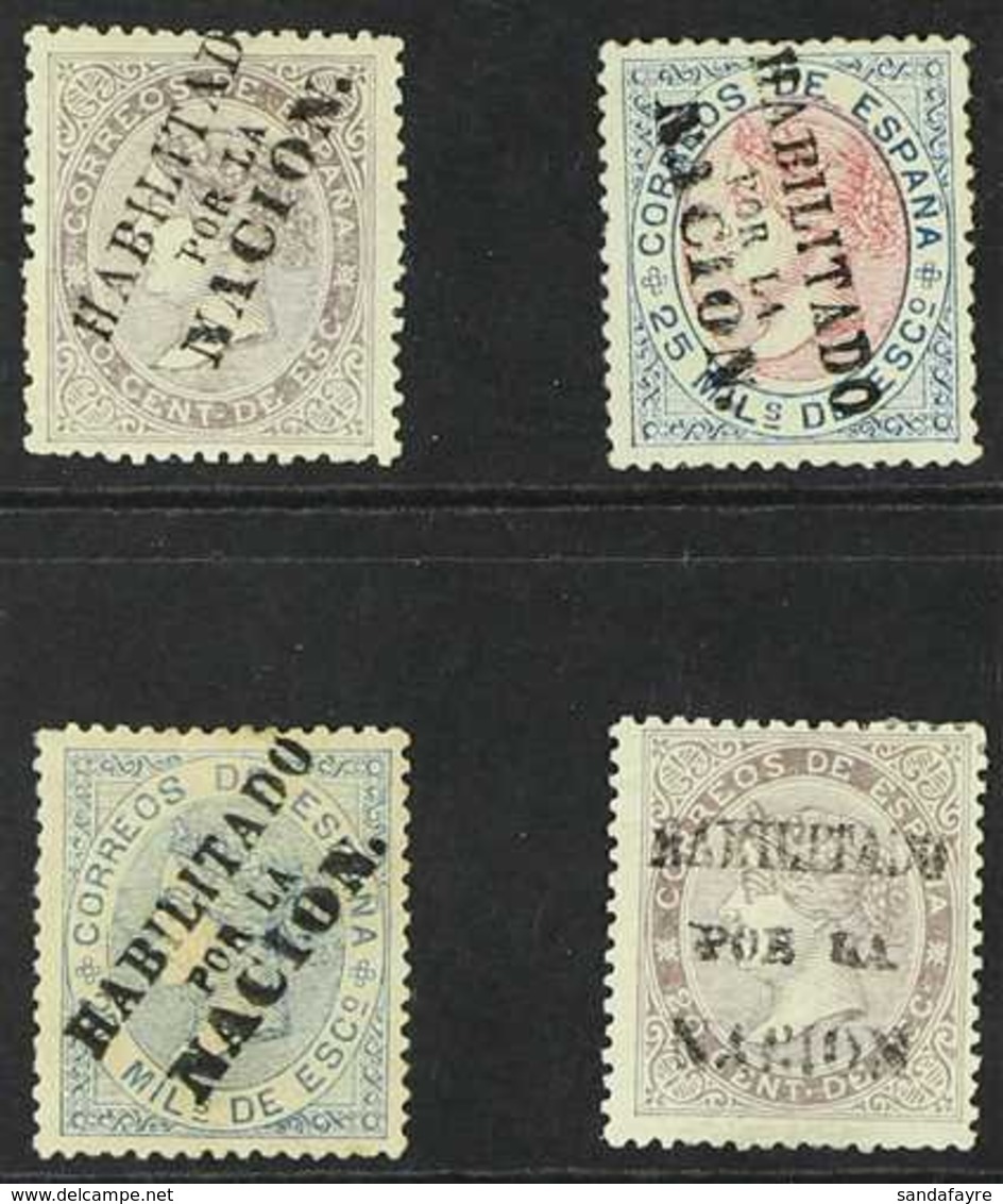 1868 PROVISIONAL GOVERNMENT OVERPRINTS With Madrid (for All Spain) "HABILITADO POR LA NACION." Diagonal Overprints In Bl - Other & Unclassified