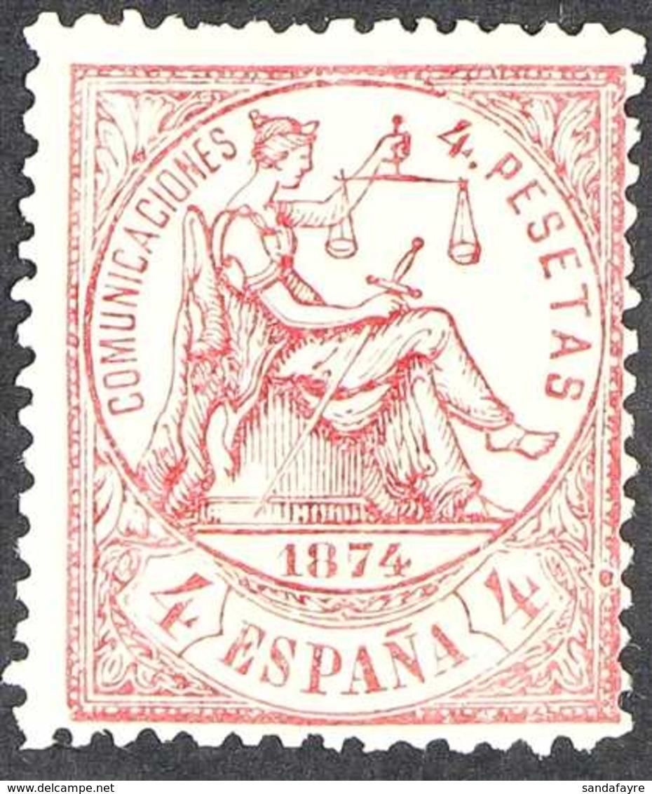 1874 4p Carmine (Edifil 151, Scott 209a, SG 225a) Never Hinged Mint With Usual Centering And Good Fresh Colour; Accompan - Autres & Non Classés