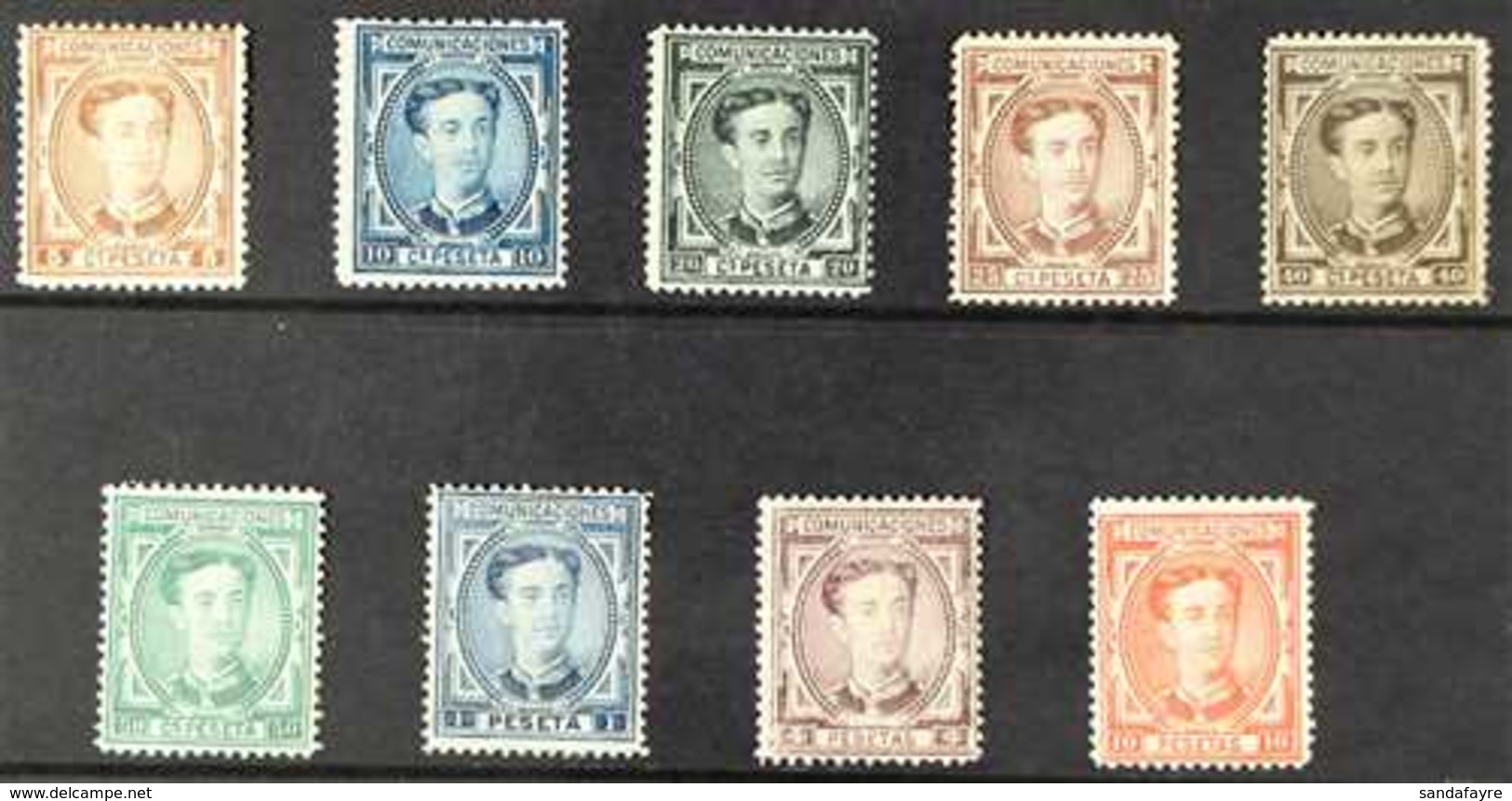 1876 King Alfonso XII Complete Set (Edifil 174/82, Scott 222/34) Mint, Excellent Centering For This Issue. (9 Stamps) Fo - Sonstige & Ohne Zuordnung