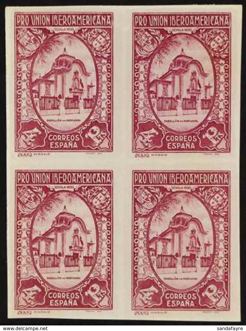 1930 4 Peseta Light Violet "Spanish - American Exhibition", Variety IMPERFORATE, Edifil 579a, As SG 640, Scott 446, BLOC - Andere & Zonder Classificatie