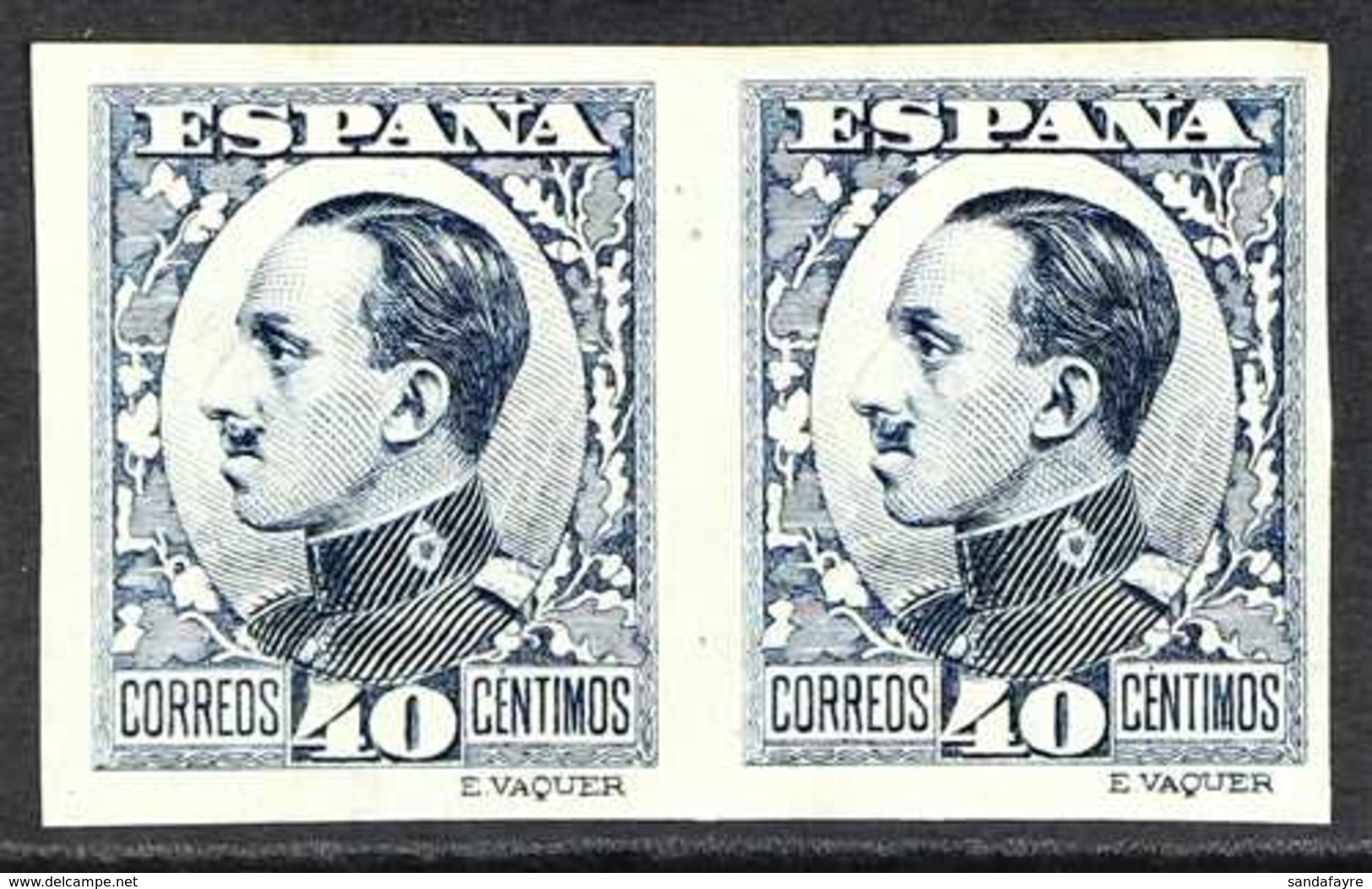 1930 40c Deep Blue (type I), Variety "IMPERFORATE PAIR", Edifil 497s, As SG 590, Never Hinged Mint (2 Stamps) For More I - Autres & Non Classés