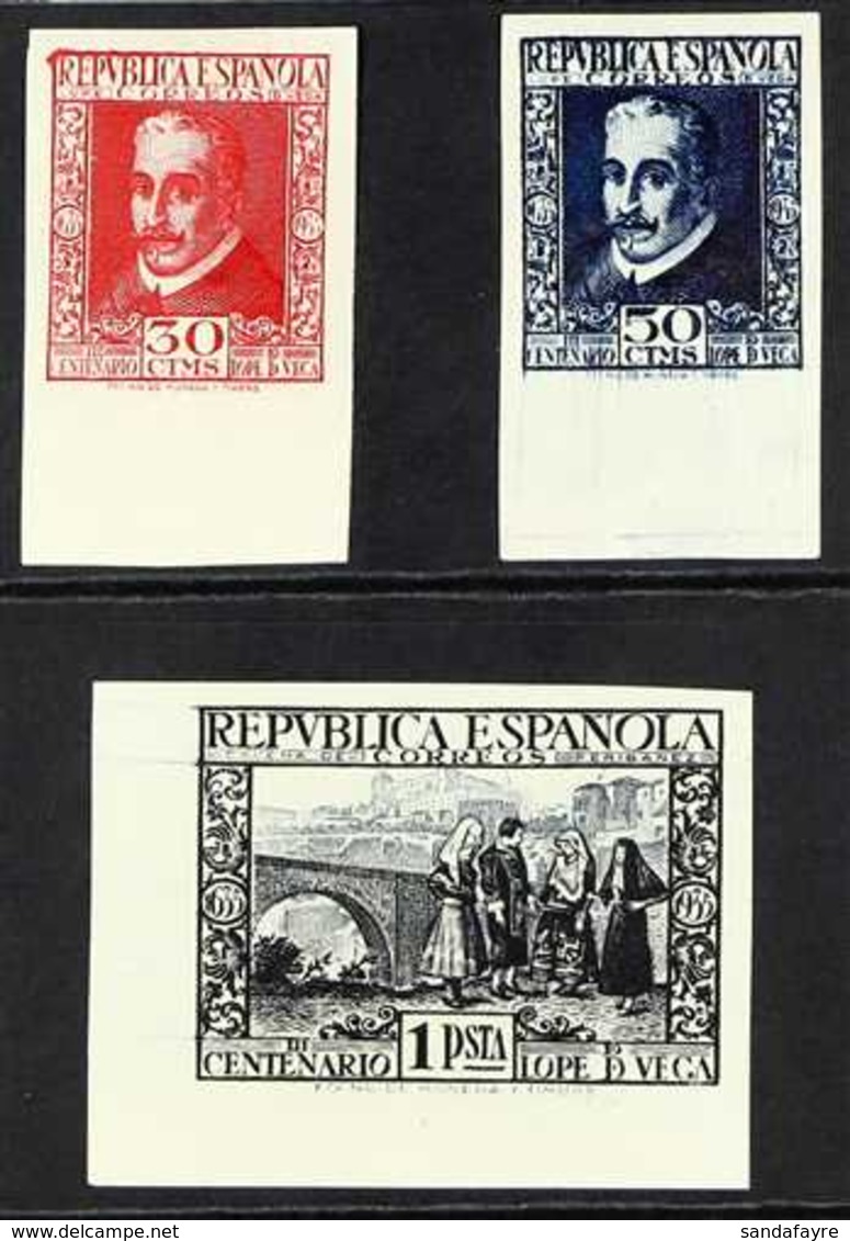 1935 Lope De Vega Set From 30c To 1 Peseta, Variety "IMPERFORATE", 691s/693s, Never Hinged Mint (3 Stamps)  For More Ima - Autres & Non Classés