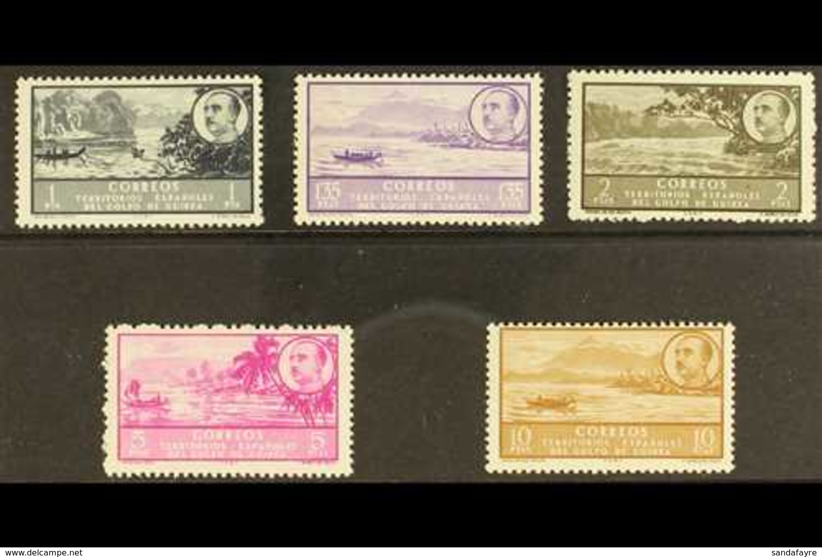 GUINEA 1949 San Carlos Bay Peseta Top Values 1p - 10p, SG 342/346, Never Hinged Mint (5 Stamps) For More Images, Please  - Other & Unclassified