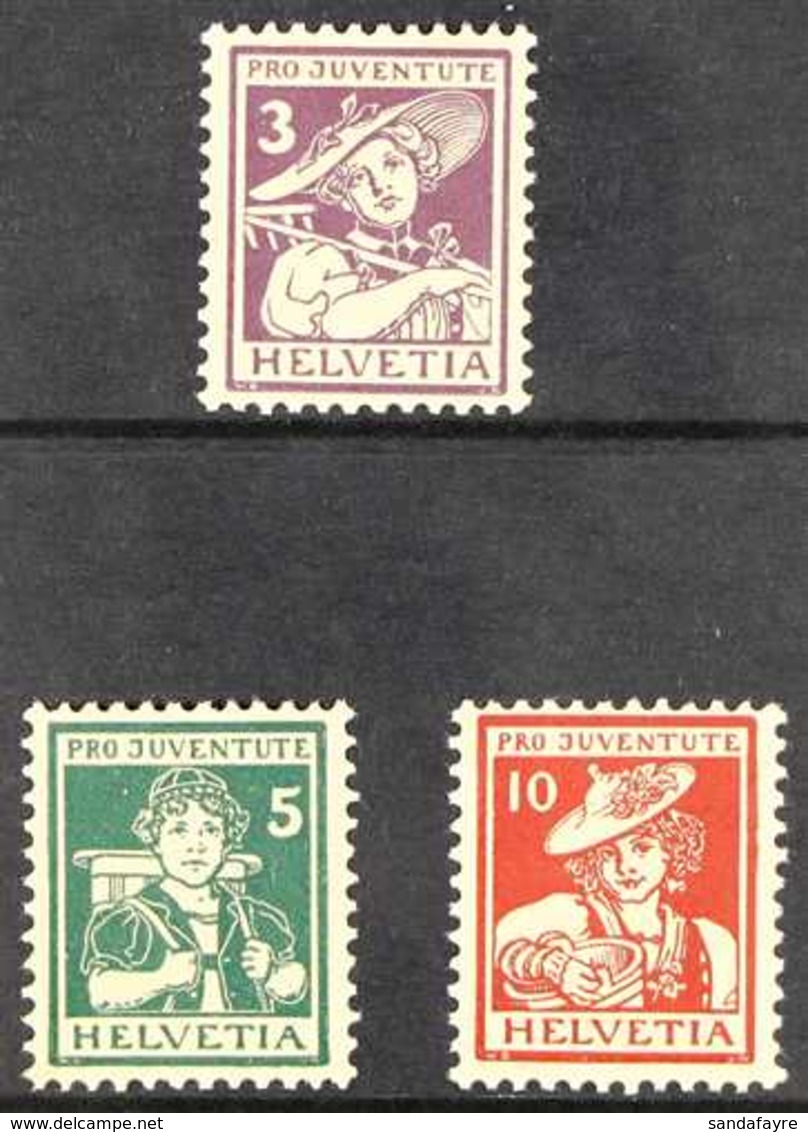 1916 Pro Juventute Set, Mi 130/132, SG J3/5, Never Hinged Mint With Photo Cert. (3 Stamps) For More Images, Please Visit - Sonstige & Ohne Zuordnung