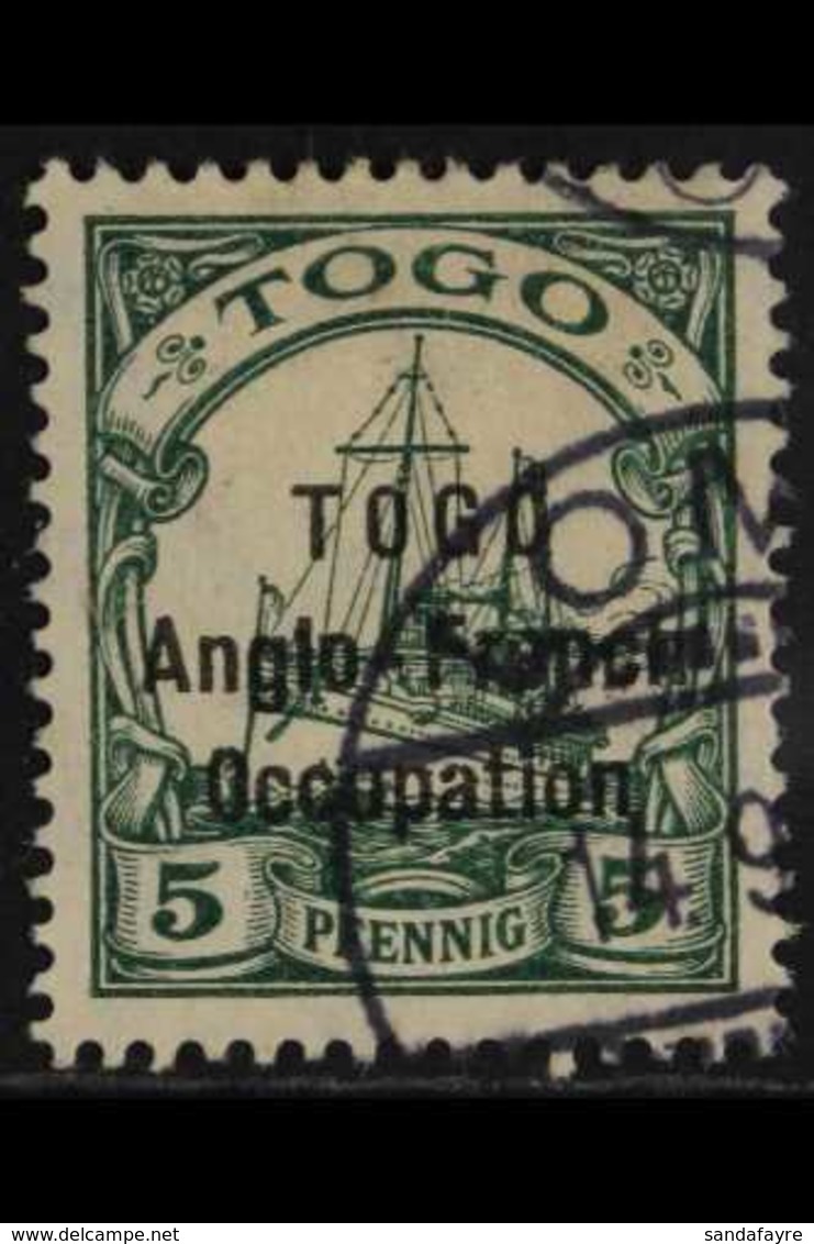 1914 5pf Green with 16mm Ovpt, 2mm Spacing, SG H15, Very Fine Used. Scarce Stamp For More Images, Please Visit Http://ww - Andere & Zonder Classificatie