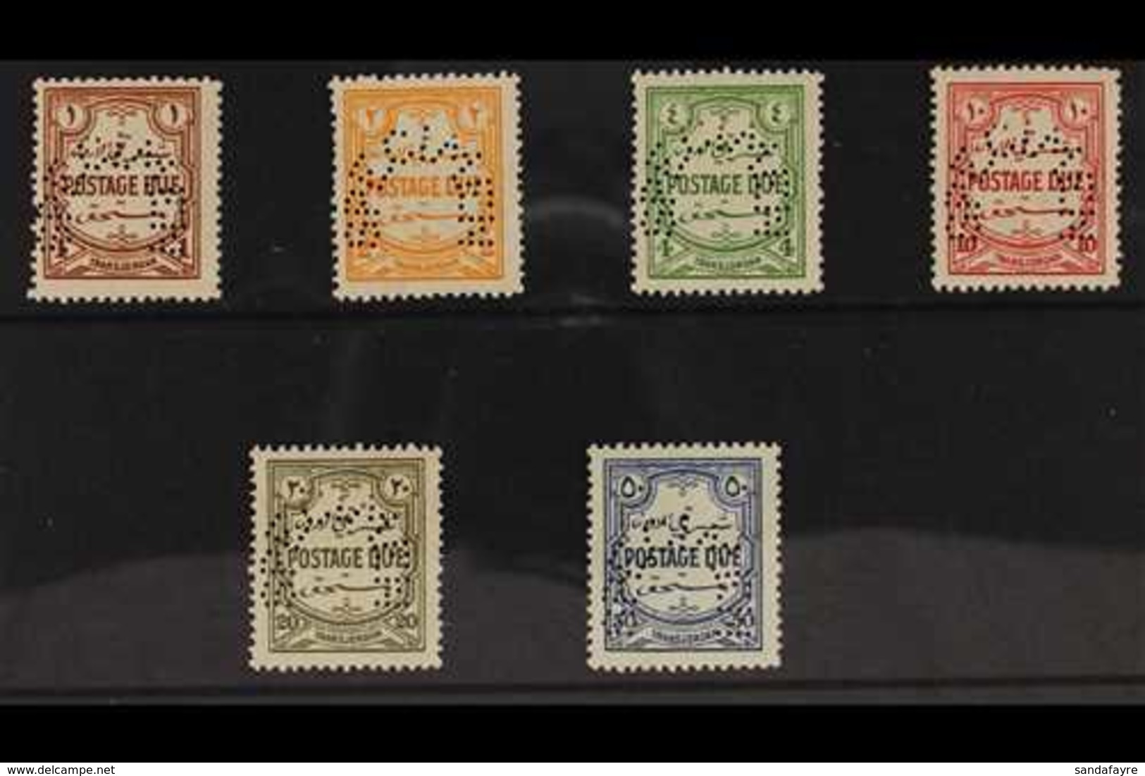 POSTAGE DUE 1929 Complete Set Perf "SPECIMEN", SG D189s/94s, Fine Mint. (6 Stamps) For More Images, Please Visit Http:// - Jordanië