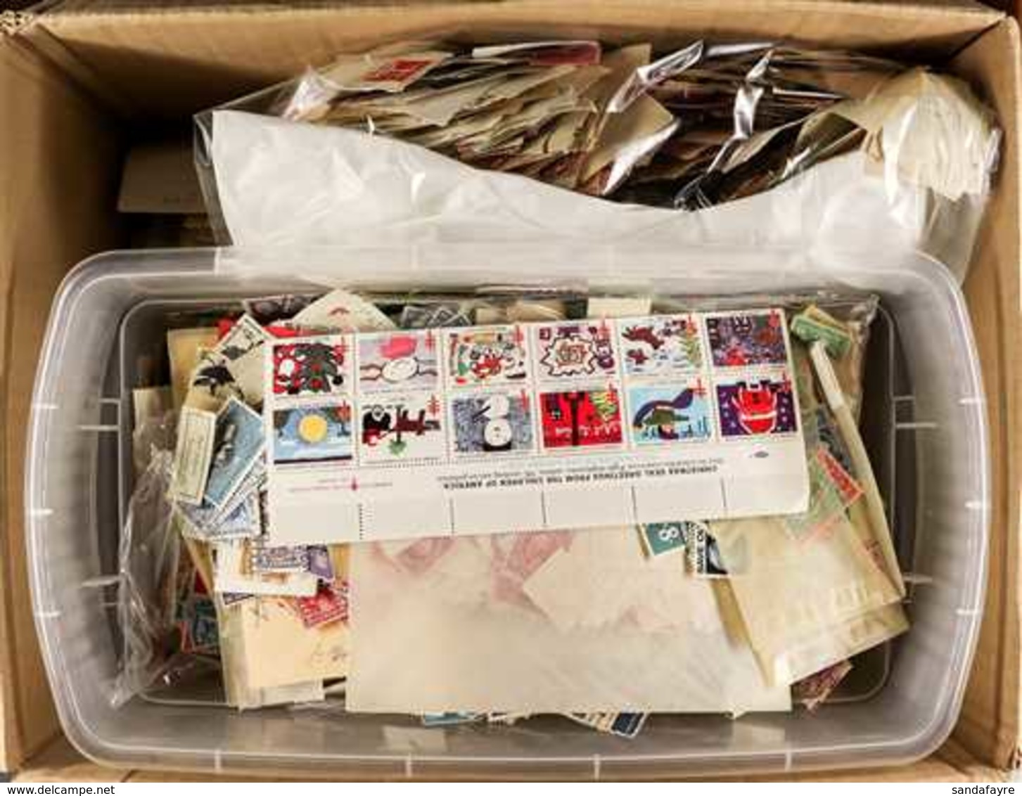 1880's-1990's (CIRCA) MESSY SORTER-BOX An Estate Clearance Box Filled With USA Issues In Packets, In Glassine, Loose In  - Autres & Non Classés