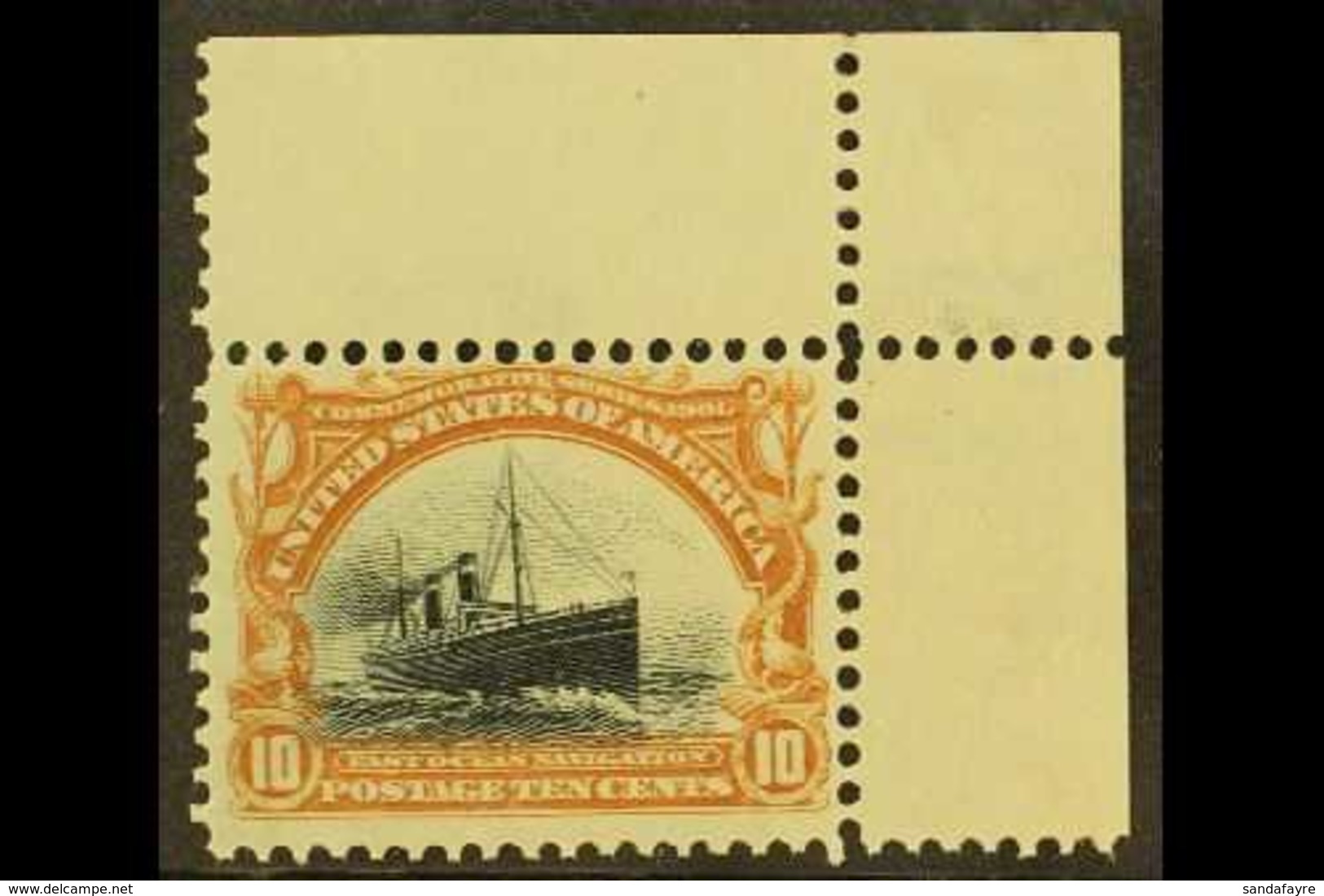 1901 10c Yellow Brown And Black Ocean Liner, Sc 299, Superb NHM Corner Copy. For More Images, Please Visit Http://www.sa - Altri & Non Classificati