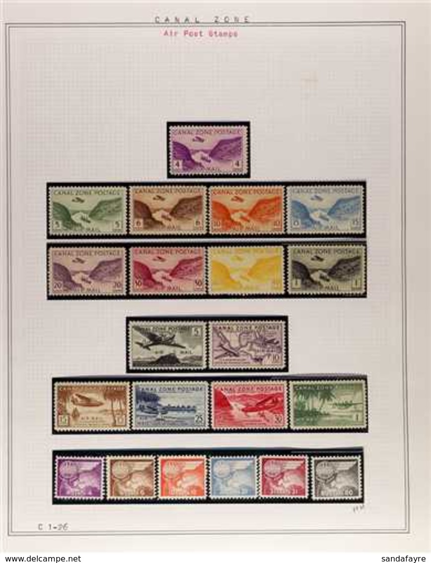CANAL ZONE 1924-1968 FINE MINT COLLECTION In Hingeless Mounts On Leaves, All Different, Includes 1924 Set, 1931-49 Air S - Sonstige & Ohne Zuordnung