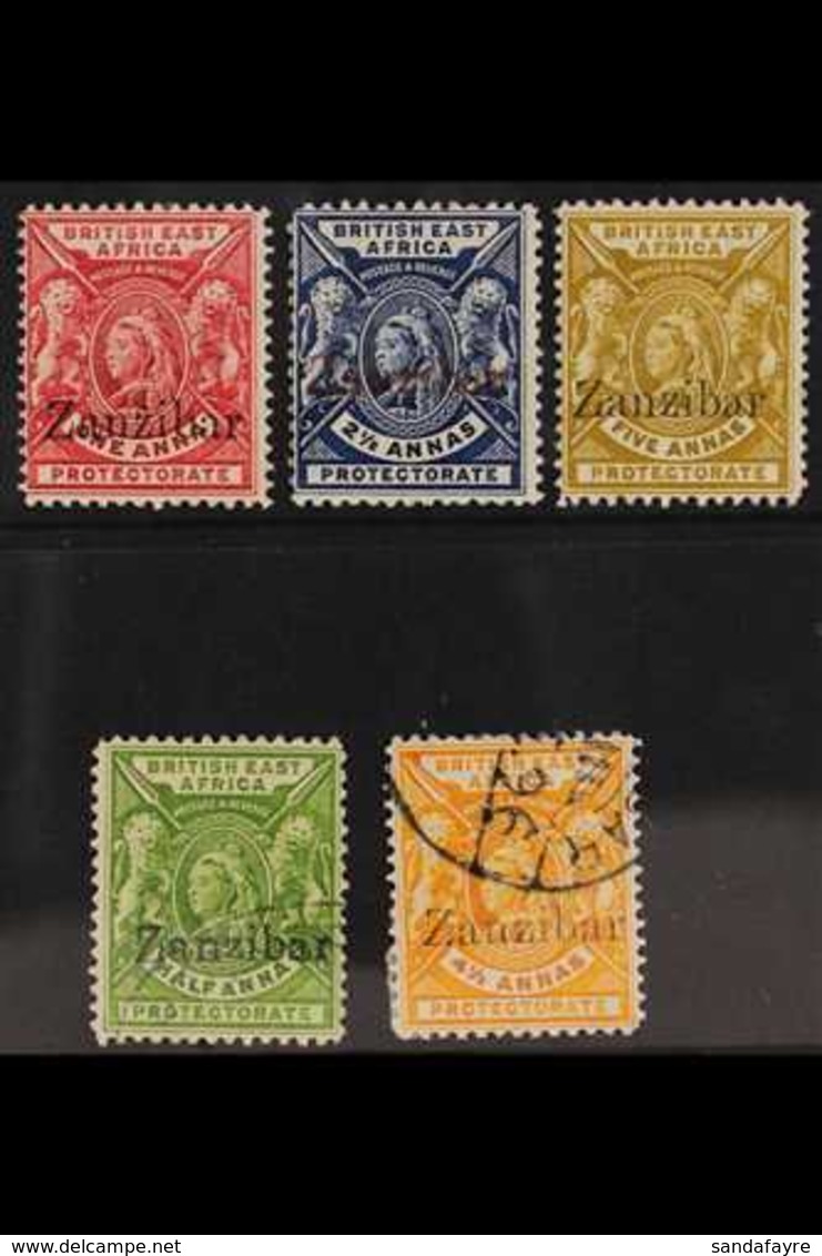 1896 Overprinted On B.E.A. 1a, 2½a And 5a Fine Mint, ½a And 4½a Cds Used, SG 41/45. (5 Stamps) For More Images, Please V - Zanzibar (...-1963)