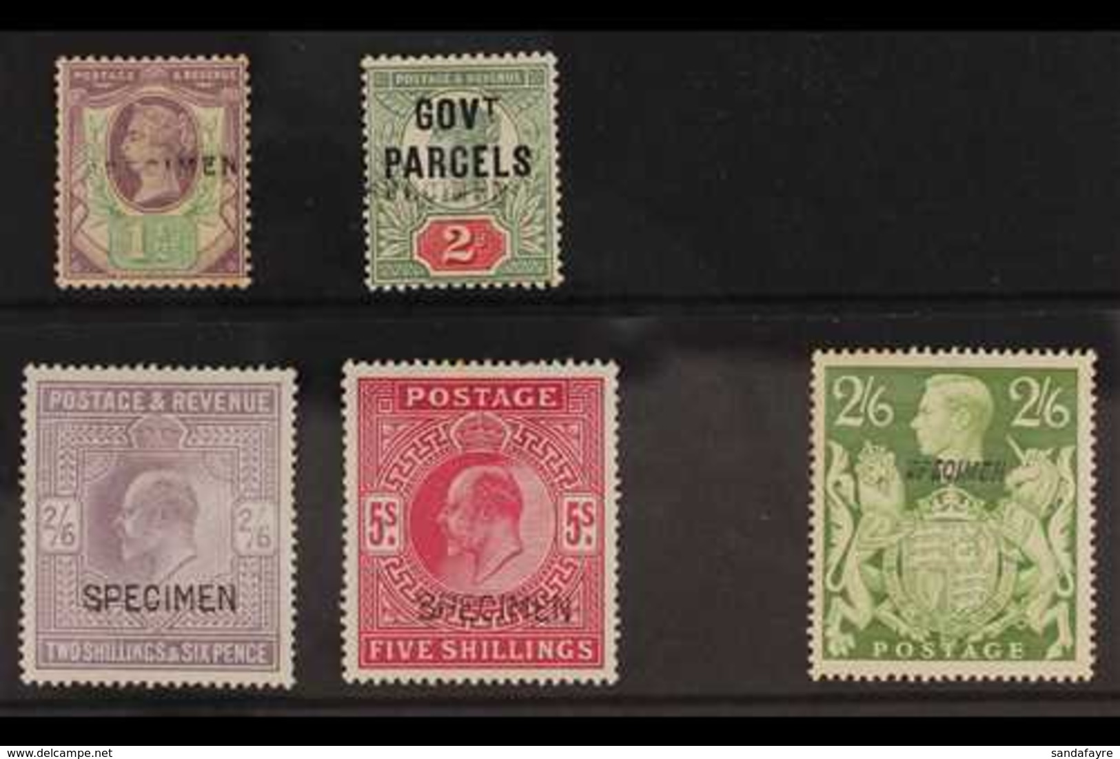 SPECIMENS QV To Geo VI Selection With 1887 1½d Jubilee, 2d Jubilee "Govt Parcels", Ed VII 2s 6d And 5s And Geo VI 2s 6d  - Sonstige & Ohne Zuordnung