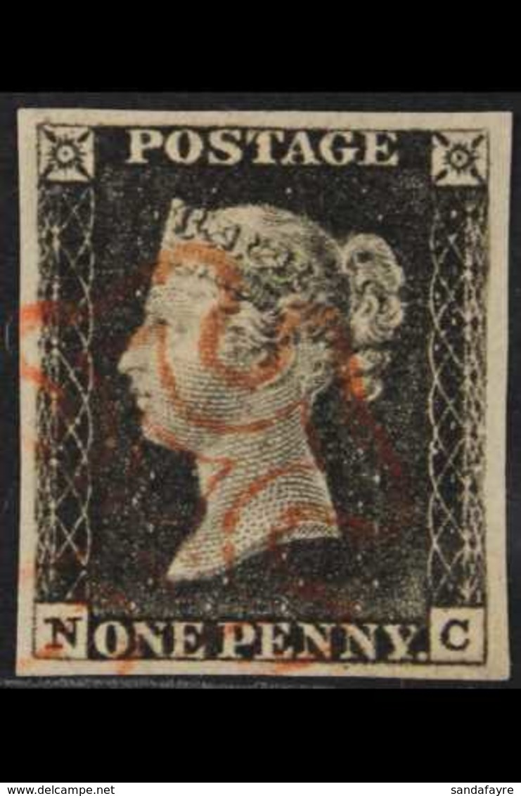 1840 1d Black, Lettered "N C", SG 2, Very Fine Used With Four Neat Margins And Light Red MX Cancellation. For More Image - Zonder Classificatie