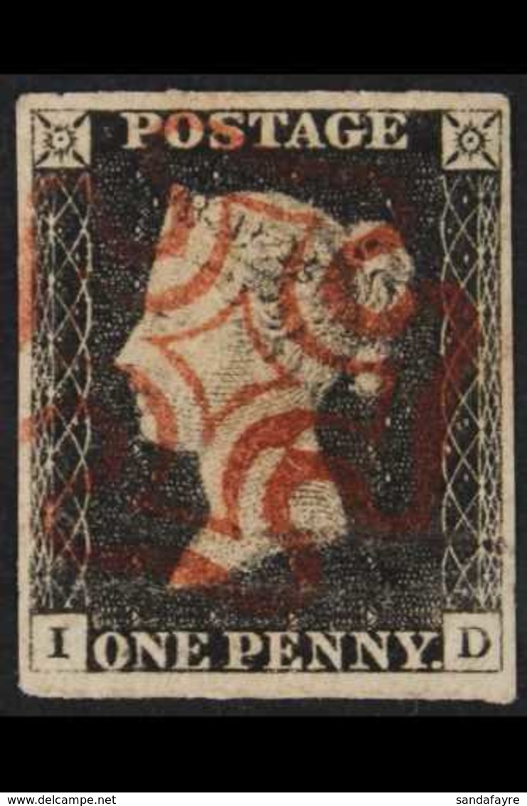 1840 1d Black, Lettered "I D", SG 2, Fine Used With Four Good To Large Margins And Crisp Red MX Cancellation. For More I - Ohne Zuordnung