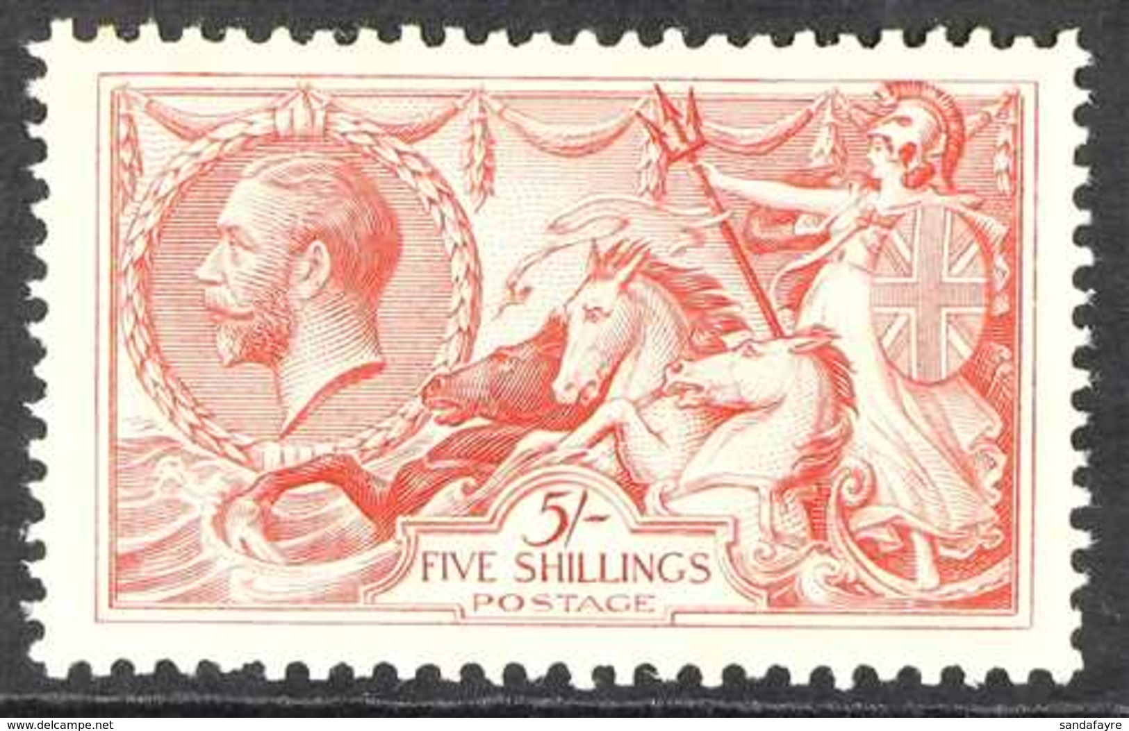 1918 - 19 5s Rose Red, Bradbury Seahorse, SG 416, Very Fine NEVER HINGED MINT, Tiny Thin Spot. Cat £325. For More Images - Ohne Zuordnung