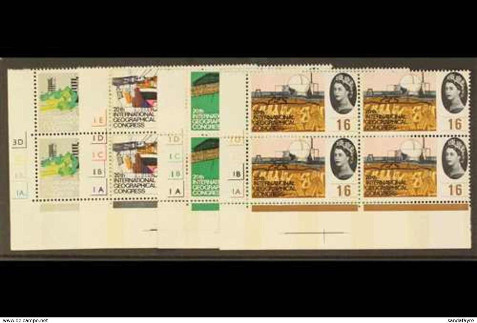 1964 Geographical Congress Complete Phosphor Set In CYLINDER BLOCKS OF FOUR, SG 651p/654p, Superb Never Hinged Mint. (4  - Other & Unclassified