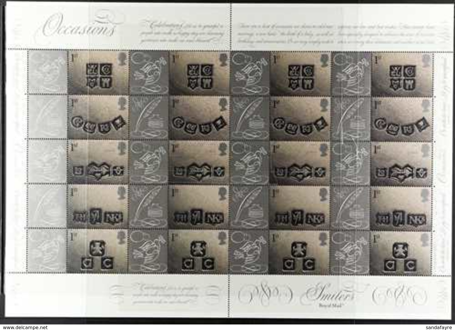 2001 Occasions Ingots Complete Smilers Sheet Of 20 Stamps With Labels, SG LS4, Superb Never Hinged Mint, Retail £120. Fo - Andere & Zonder Classificatie