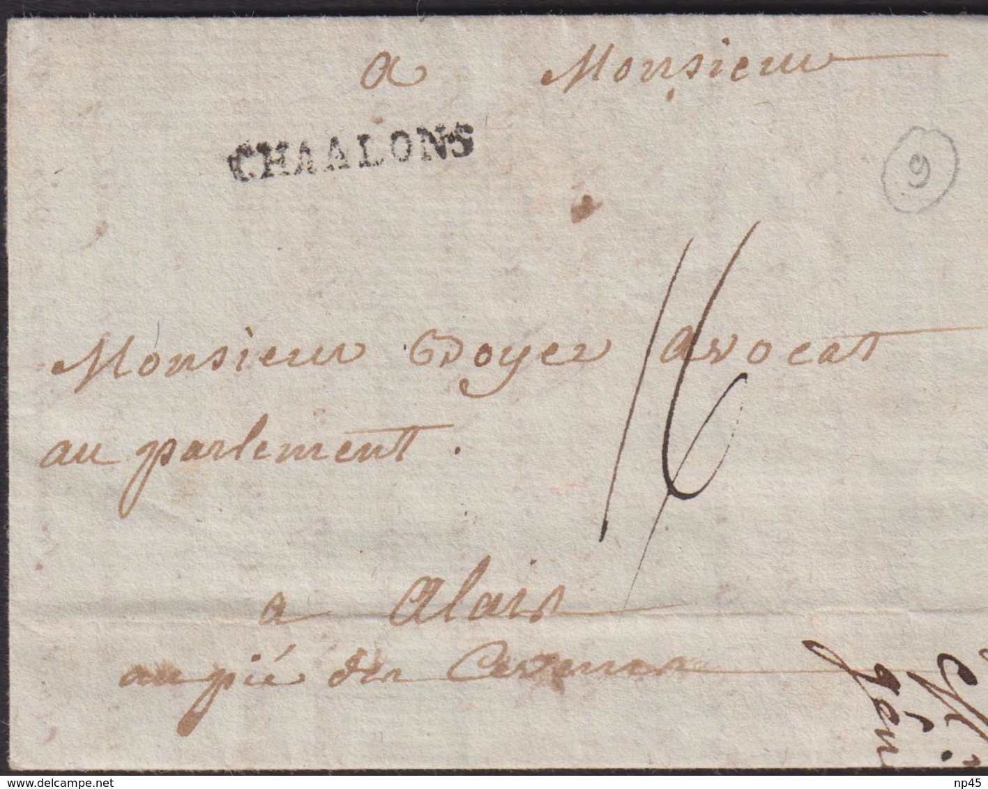 LETTRE DE LA MARNE AVEC GRIFFE DE CHALONS LAC 1781 TB - 1701-1800: Précurseurs XVIII