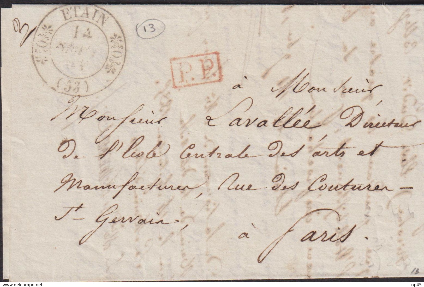 LETTRE DE LA MEUSE AVEC CACHET TYPE 11 D'ETAIN LSC 1835 TB - 1801-1848: Precursori XIX