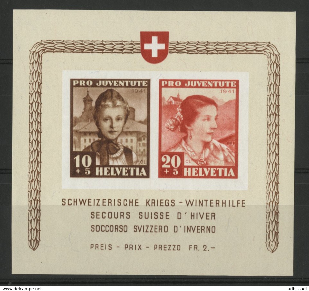 SUISSE BF N° 6 Cote 120 €. Neuf ** (MNH). Secours Suisse D'Hiver. TB - Blocs & Feuillets