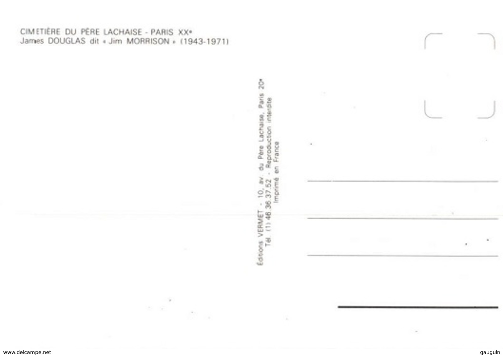 CPM - JIM MORRISON / James DOUGLAS - Tombe Au Cimetière Père LACHAISE - PARIS - Edition Vermet - Sänger Und Musikanten