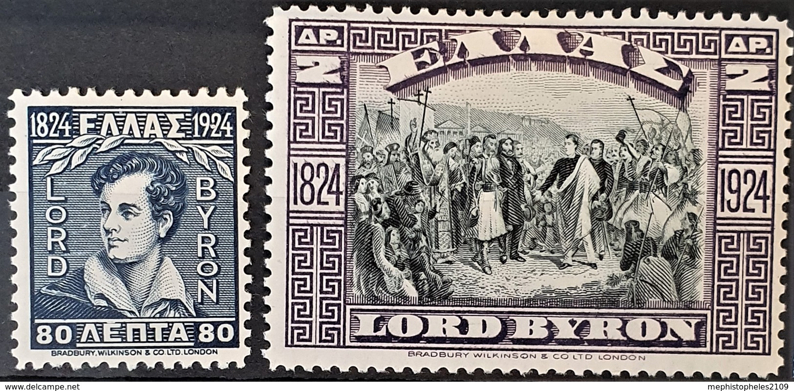 GREECE 1924 - MLH - Sc# 316, 317 - LORD BYRON - Nuevos