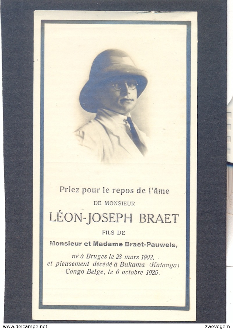 Léon-Joseph Braet - Né à Bruges 1902 Et Décédé à Bakama (Katanga) 1926 - Images Religieuses