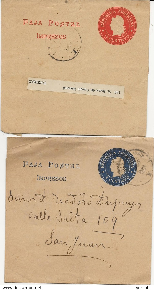 ARGENTINE - 2 ENTIERS POSTAUX OBLITERES DE 1900 - Postal Stationery