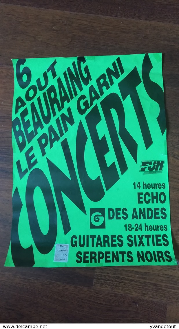 Affiche. Concert Serpents Noirs. Guitares Sixties. Beauraing. Fun Radio - Affiches