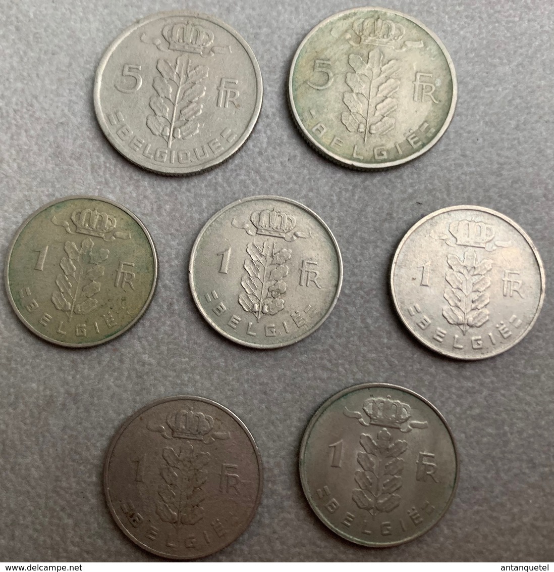 Lot De 7 Monnaies De Belgique—1 (x5) Et 5 Francs (x2) De 1951 à 1967 - Zonder Classificatie