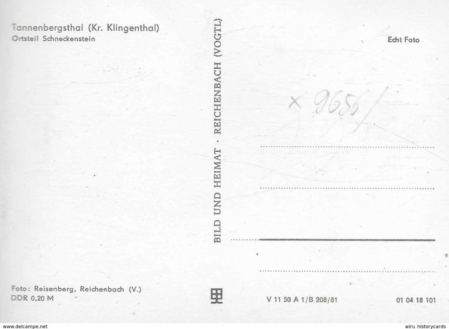 AK 0412  Tannenbergsthal - Ortsteil Schneckenstein / Ostalgie , DDR Um 1981 - Klingenthal