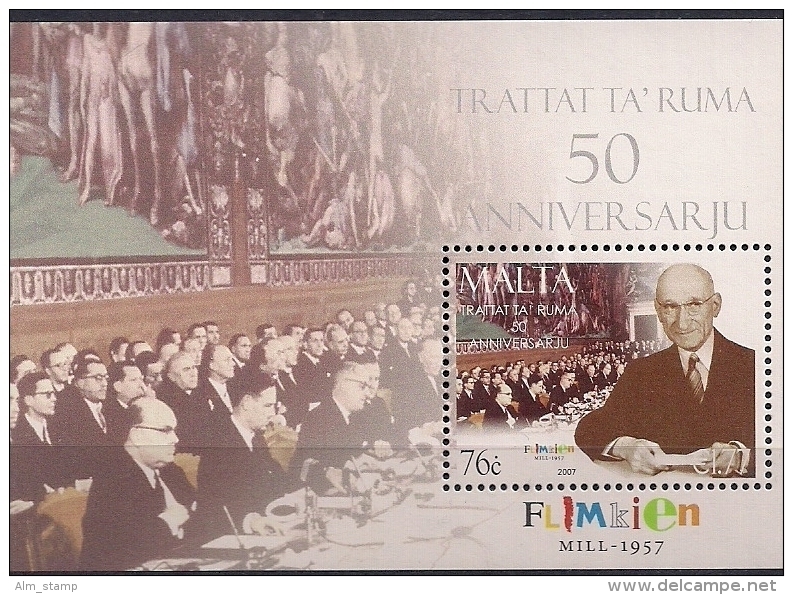 2007 Malta   Mi. Block  40 ** MNH  50 Jahre Römische Verträge. - Idées Européennes