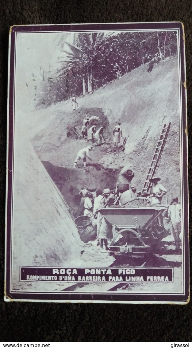 CPA ROCA PONTA FIGO SAO TOME ET PRINCIPE  ROMPIMENTO D UMA BARREIRA PARA LINHA FERREA TRAVAUX LIGNE CHEMIN DE FER - Sao Tome Et Principe