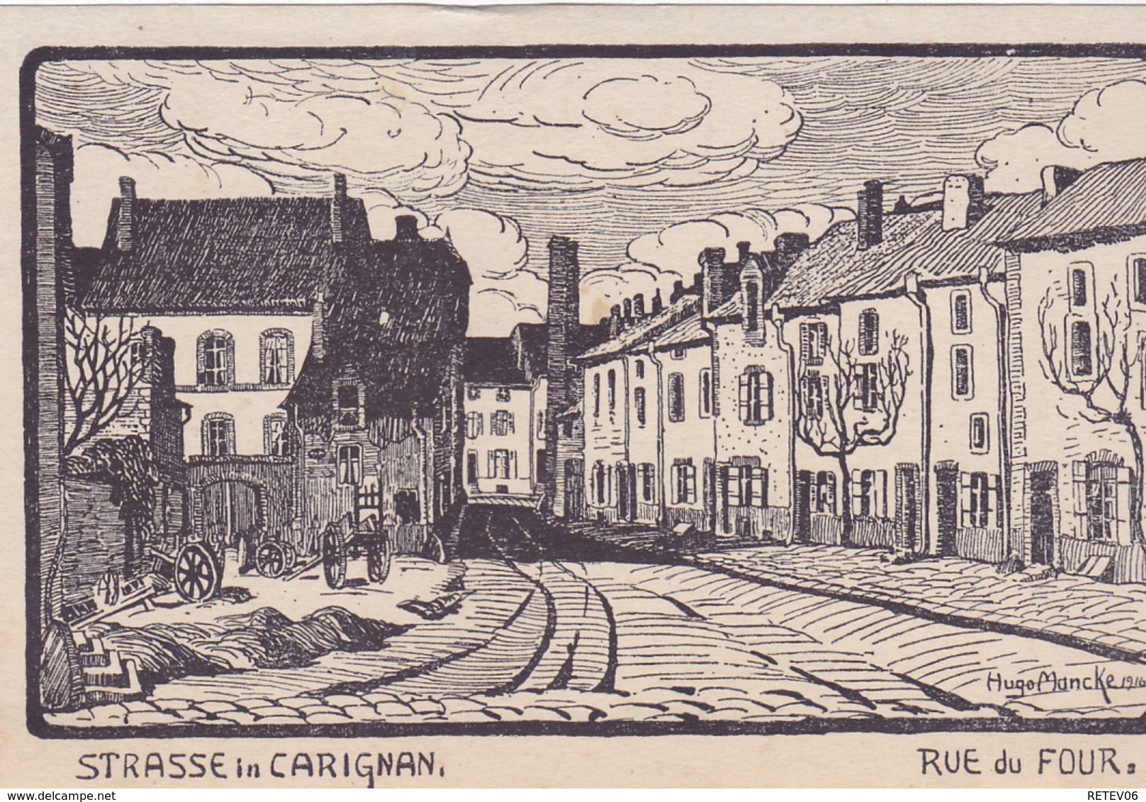 ( 08 ) -  Carignan Strasse Carte Dessinée Zeichnung   Carte Allemande 1° Guerre - Otros & Sin Clasificación