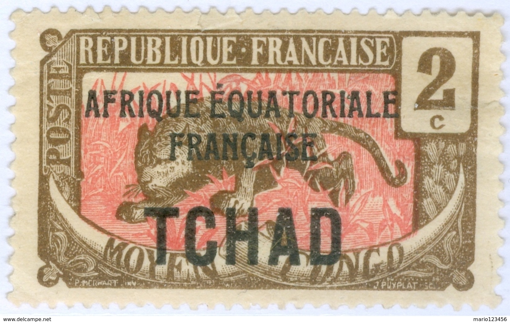 CIAD, CHAD, TCHAD, 1924, COLONIA FRANCESE, FRENCH COLONY, 2 C., NUOVO (MLH*) Mi: 20, Scott: 20, Yt: 20 - Unused Stamps