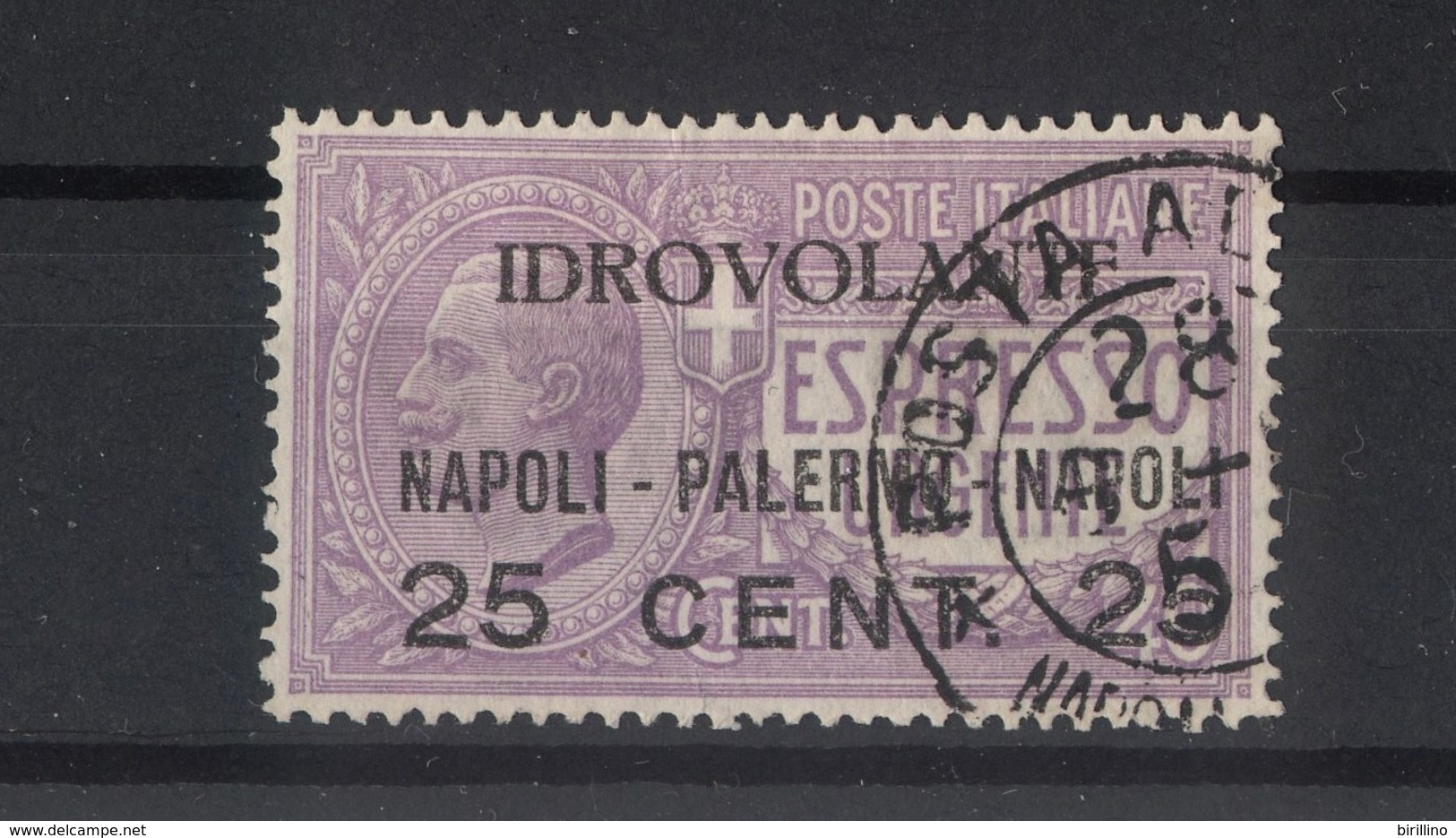 1716 - Regno - P.A. Espresso Urgente Soprastampato "Idrovolante Napoli - Palermo - Napoli 25 Cent 25" Anno 1917 - Marcofilie (Luchtvaart)
