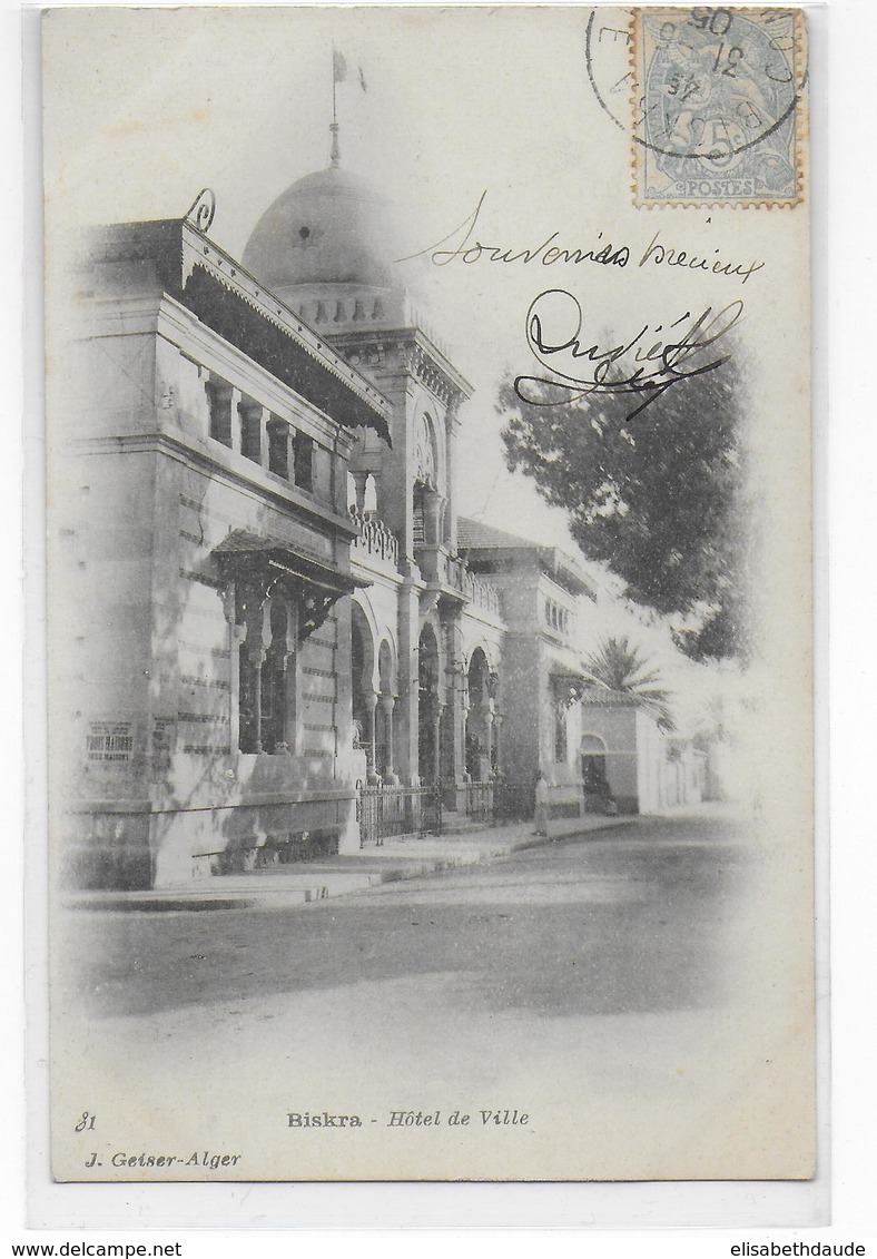 1905 - CP De BISKRA (ALGERIE) Avec RARE BOITE MOBILE => KHENCKELA (CONSTANTINE) Via BATNA - 1877-1920: Période Semi Moderne