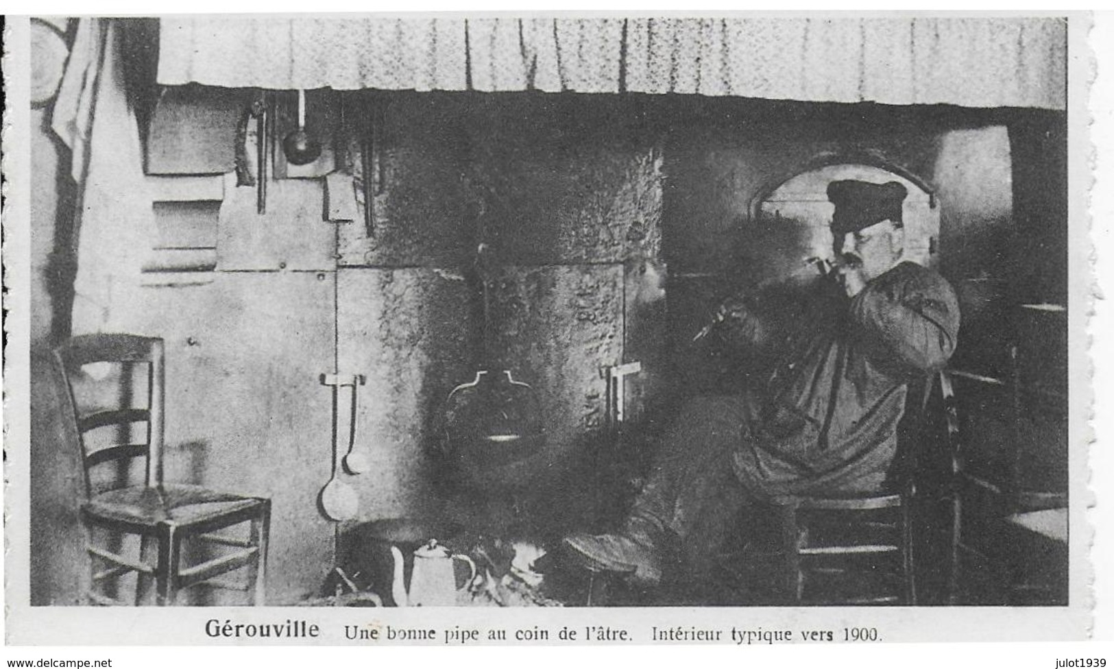 GEROUVILLE ..-- Intérieur Typique Vers 1900 . Une Bonne Pipe Au Coin De L' âtre . - Meix-devant-Virton