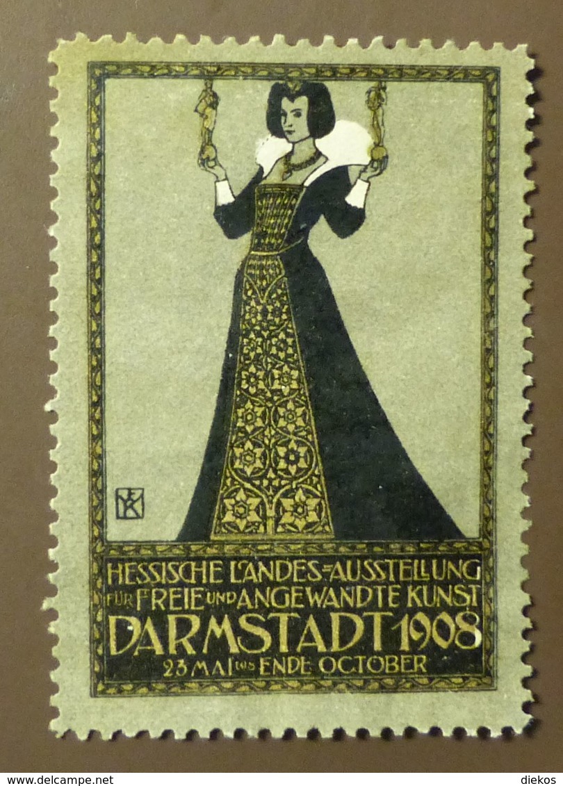 Werbemarke Cinderella Poster Stamp  Kunst Jugendstil Art Nouveau Darmstadt 1908  #185 - Vignetten (Erinnophilie)