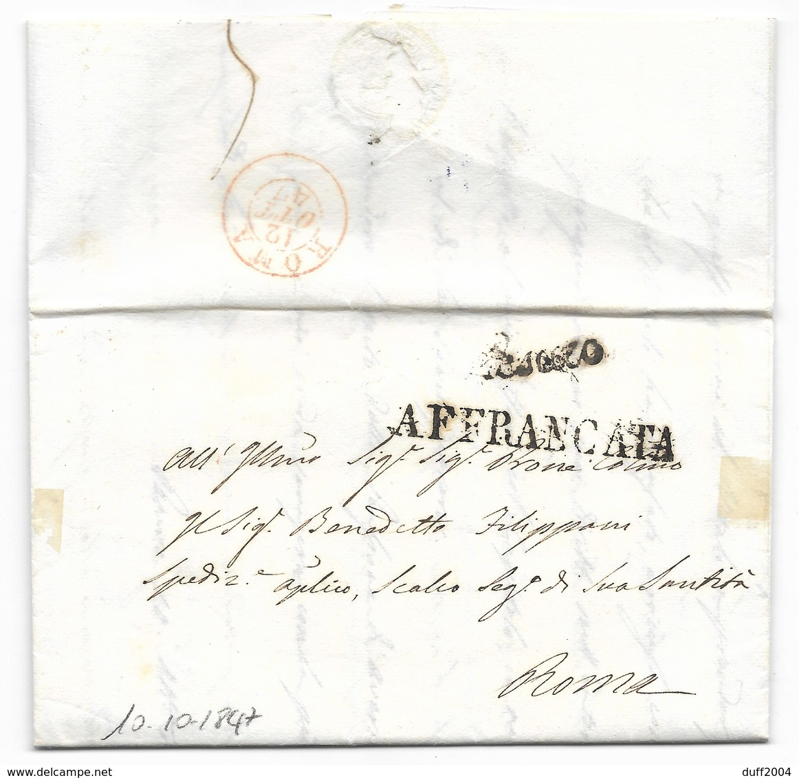 DA PESARO A ROMA - 10.10.1847 - FRANCA. - 1. ...-1850 Prefilatelia