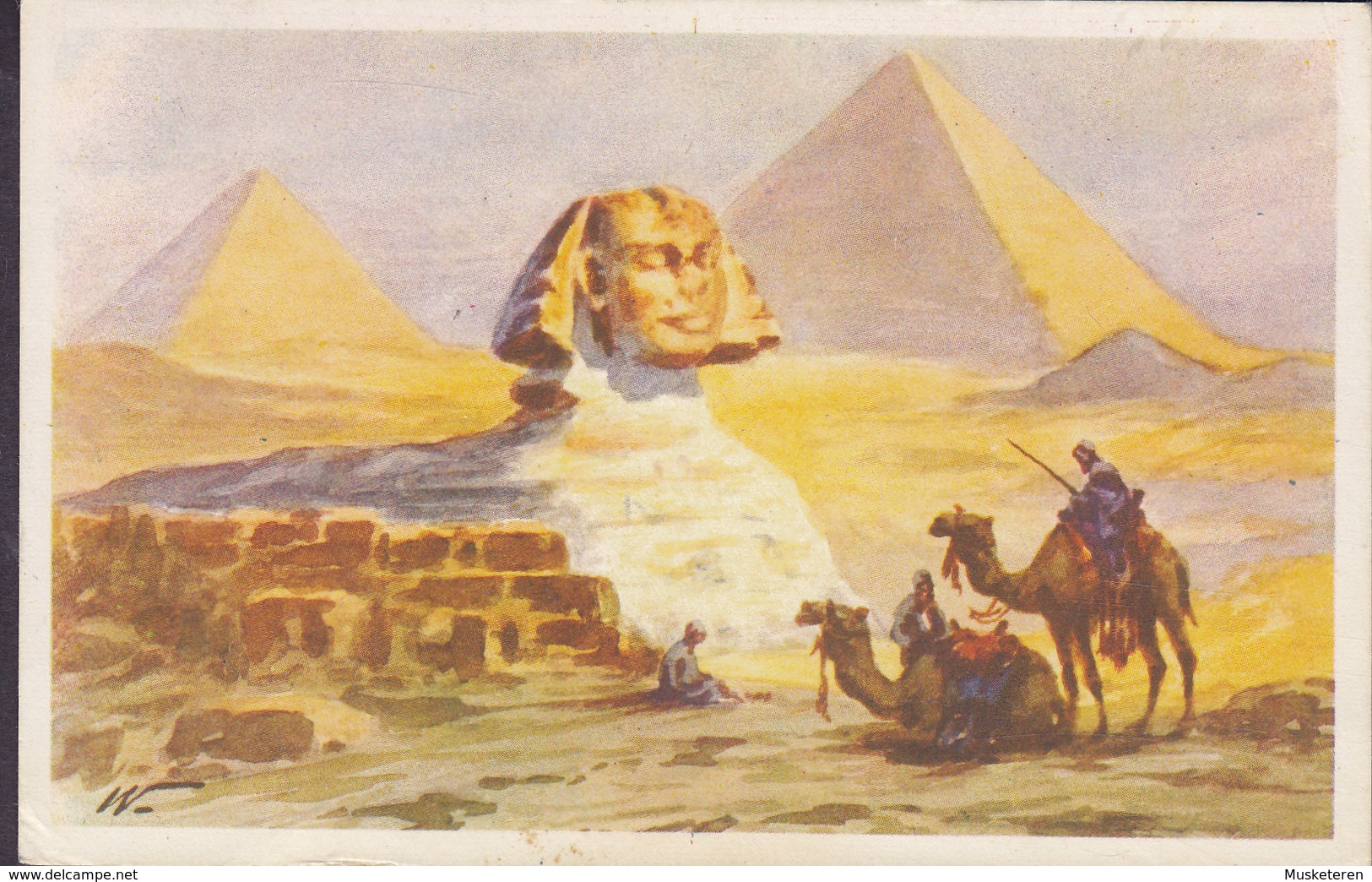 Egypt PPC Cairo Le Caire The Sphinx At Giza No. 40 Lehnert & Landrock ALEXANDRIA 1947 Sweden (2 Scans) - Kairo